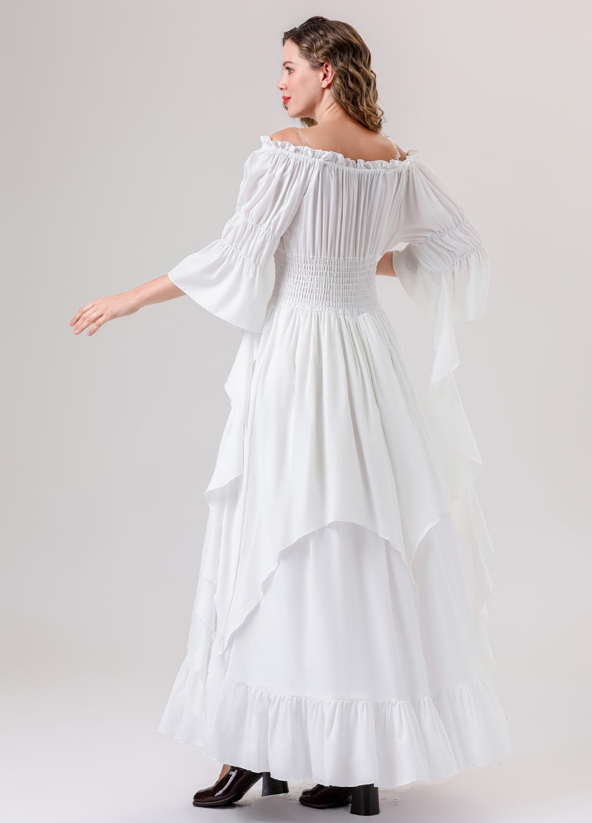 Halloween Medieval Renaissance Retro Dress European and American Square Collar Bundle Waist Dress Stage Performance Costume