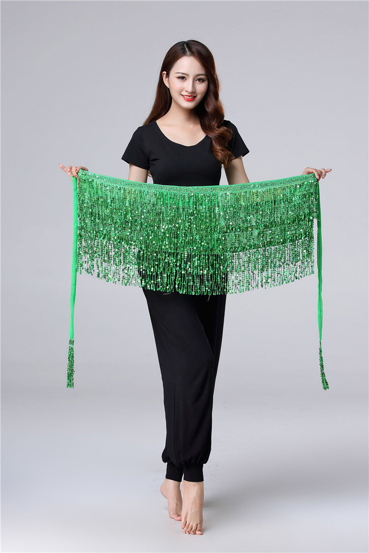 Halloween in stock Belly Dance Performance Costume Sequins Tassel Hips Bead Pieces Waist Chain Indian Dance Waist Towel Wholesale