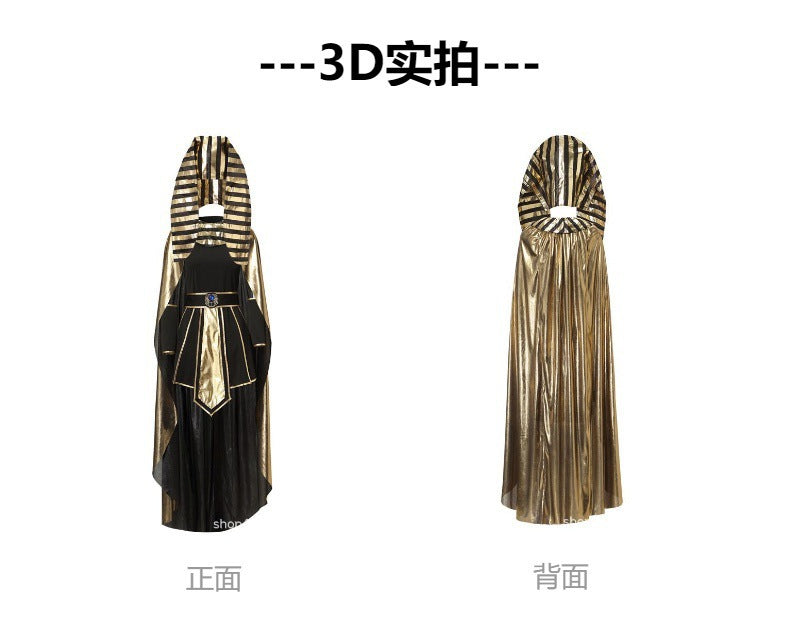 Cross-Border Halloween Egyptian Pharaoh Couple Cosplay Costumes for Men and Women Ancient Greek and Roman King Pharaoh Cleopatra Costumes
