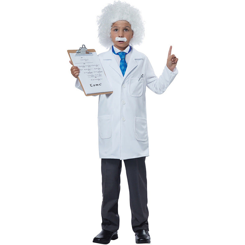 Halloween White Coat Scientist Doctor Einstein Performance Costume Scientist Role Cos Campus Performance Costume