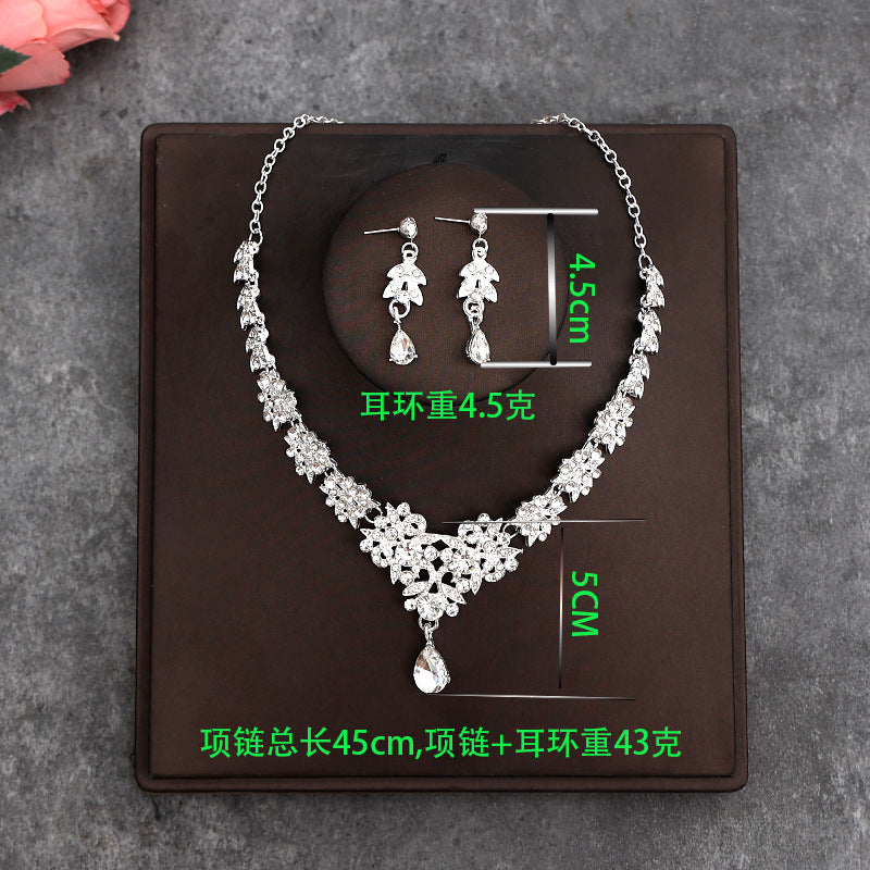 Korean Bride Necklace Earrings Two-piece Decorations Wedding Yarn Wedding Jewelry Wedding Accessories Dance Studio