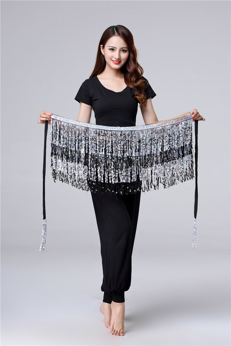 Halloween in stock Belly Dance Performance Costume Sequins Tassel Hips Bead Pieces Waist Chain Indian Dance Waist Towel Wholesale