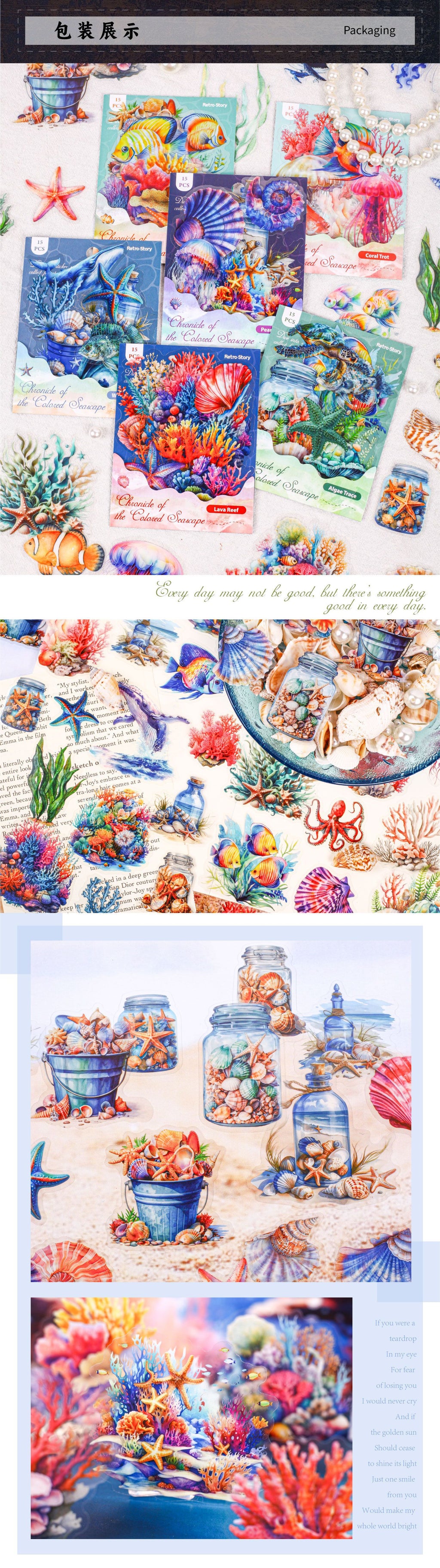 Retrostory Underwater World Series Stickers Creative Handbook Stickers Pet Cartoon Handbook Decorative Sticker Pack