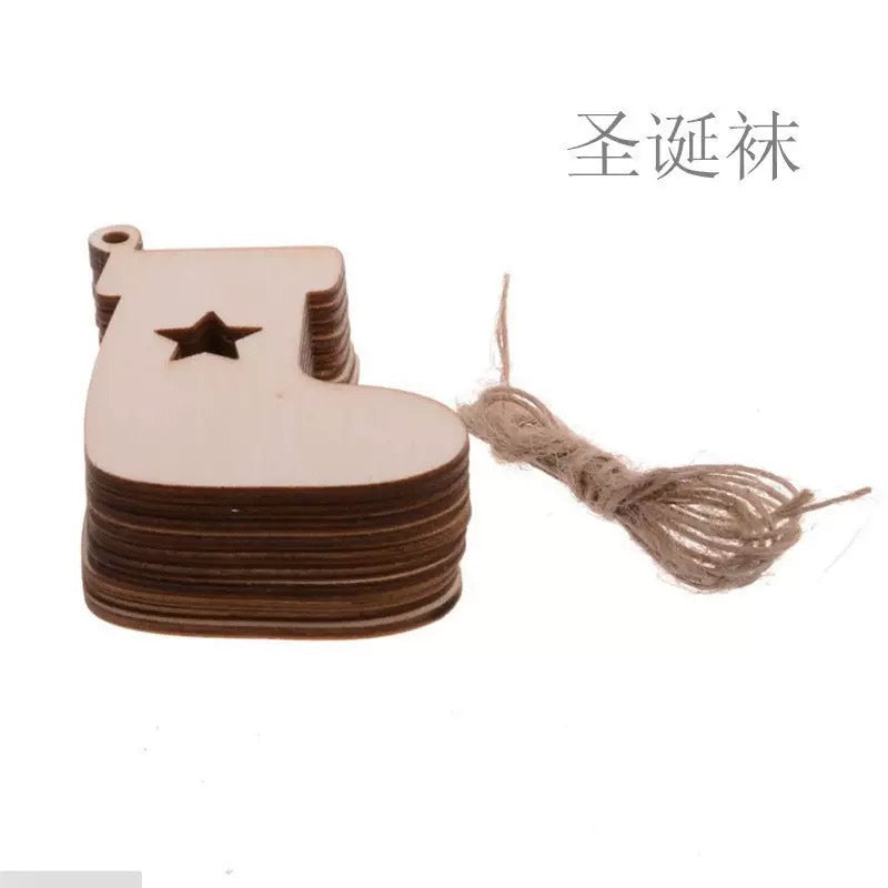 Christmas Crafts Creative Christmas Tree Ornaments Carved Wood Holiday Party Decoration Tags Home Decoration Props
