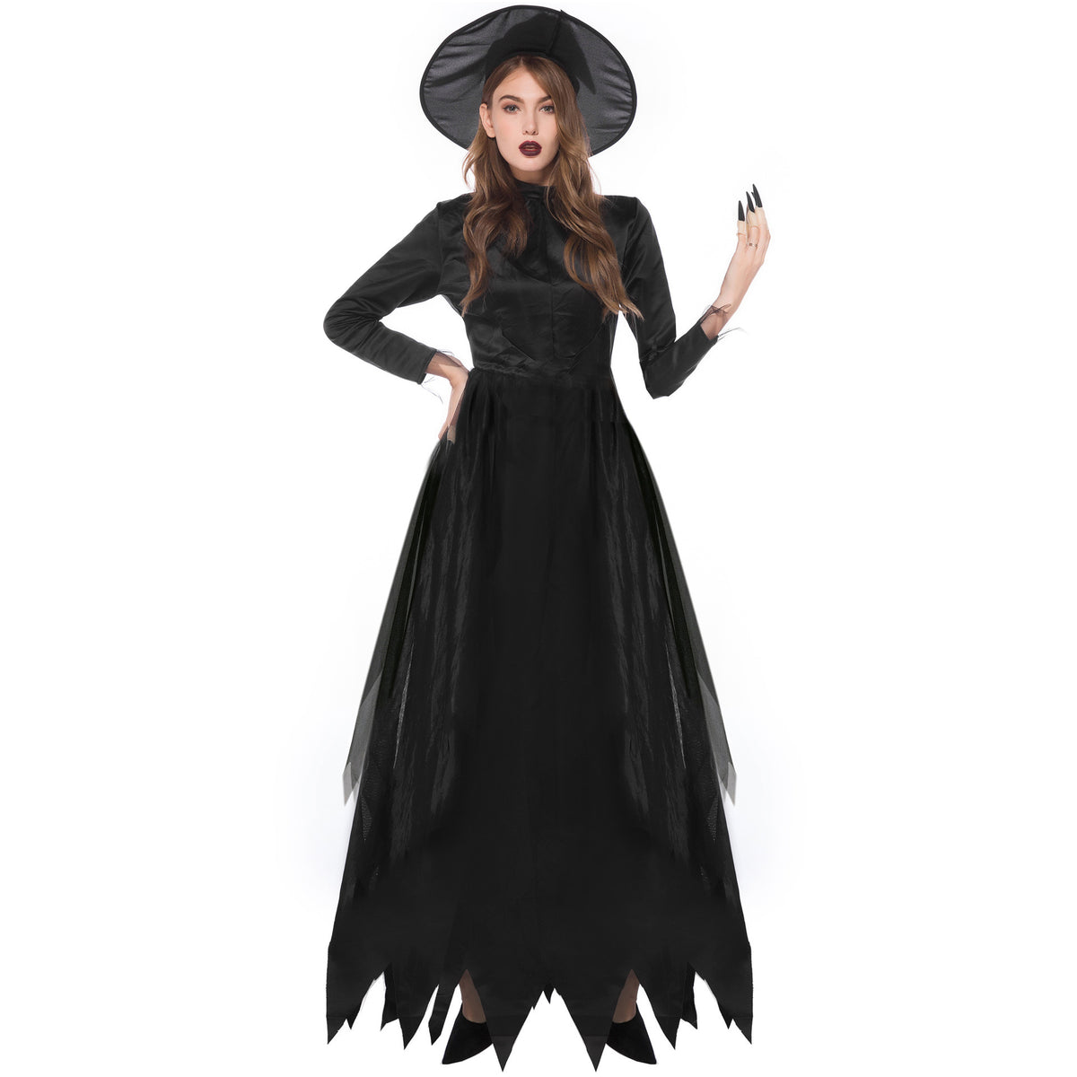 Export Halloween Cos Adult Black Witch Dark Demon Horror Masquerade Ghost Bride Costume