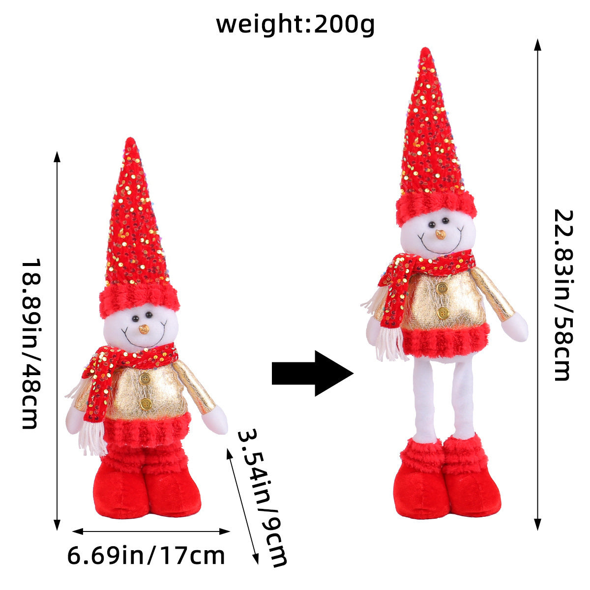 A variety of Christmas standing telescopic doll hotel window Christmas snowman elk doll decorative ornaments