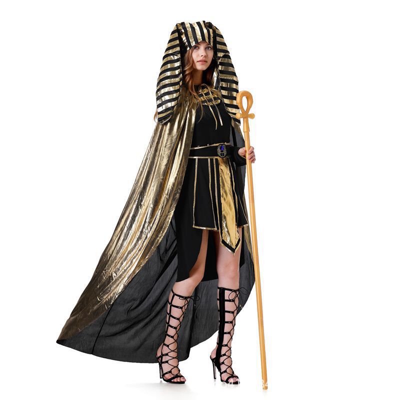 Cross-Border Halloween Egyptian Pharaoh Couple Cosplay Costumes for Men and Women Ancient Greek and Roman King Pharaoh Cleopatra Costumes