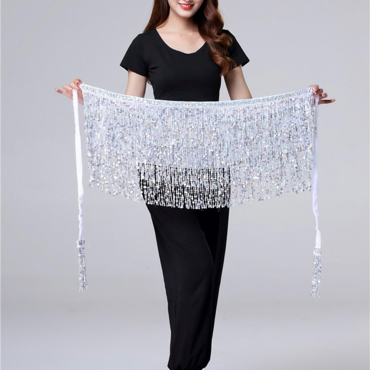 Halloween in stock Belly Dance Performance Costume Sequins Tassel Hips Bead Pieces Waist Chain Indian Dance Waist Towel Wholesale