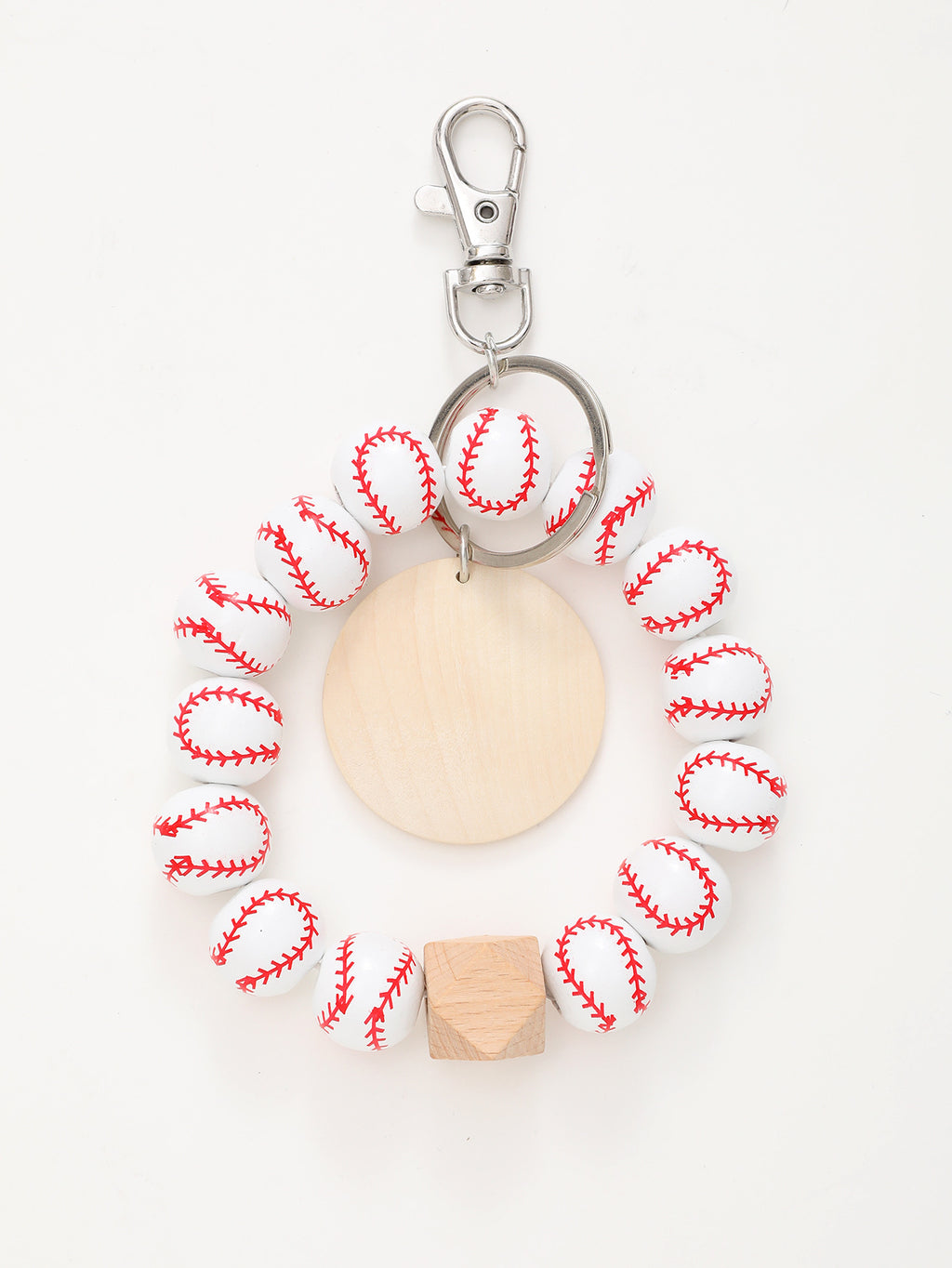 Sporty Baseball Independence Day Halloween Wooden Beads Wooden Fruit Summer Party Keychain Bracelet