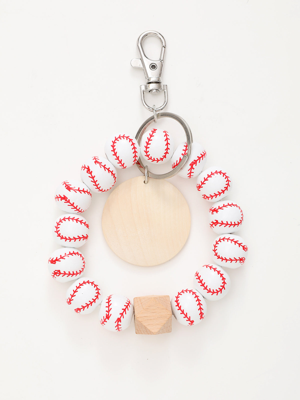 Sporty Baseball Independence Day Halloween Wooden Beads Wooden Fruit Summer Party Keychain Bracelet
