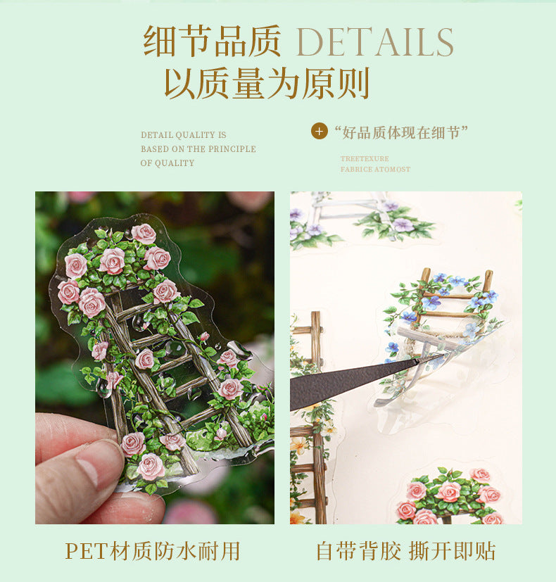 Retrostory Flower Ladder Pastoral Fresh Creative Stickers Decorative Stickers Children's Landscaping Material Journal Stickers