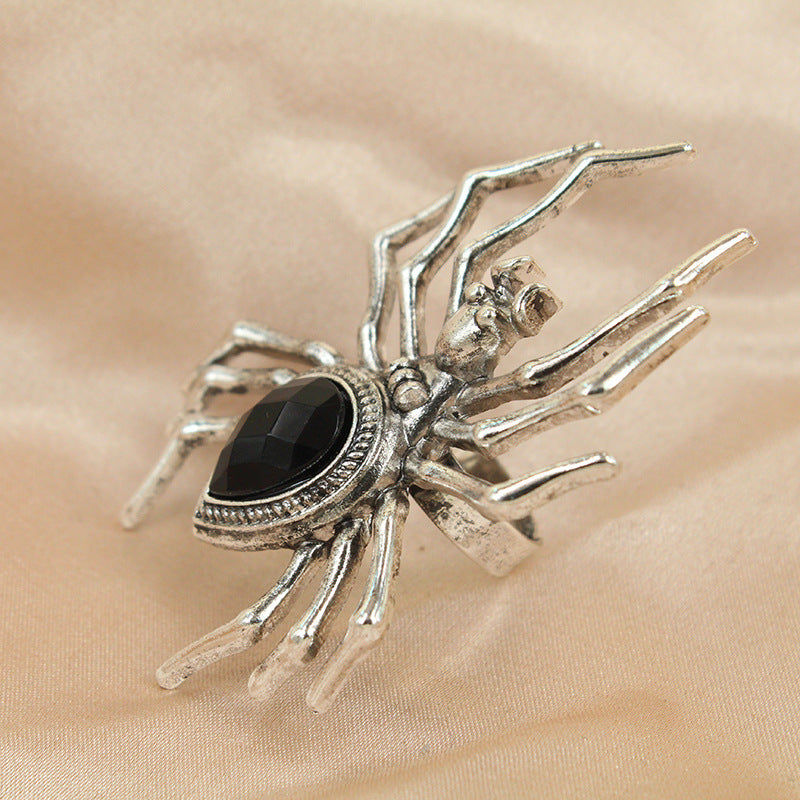 Cross-Border Halloween Exaggerated Retro Hip-Hop Dark Alloy Punk Ring European and American Adjustable Open Spider Ring