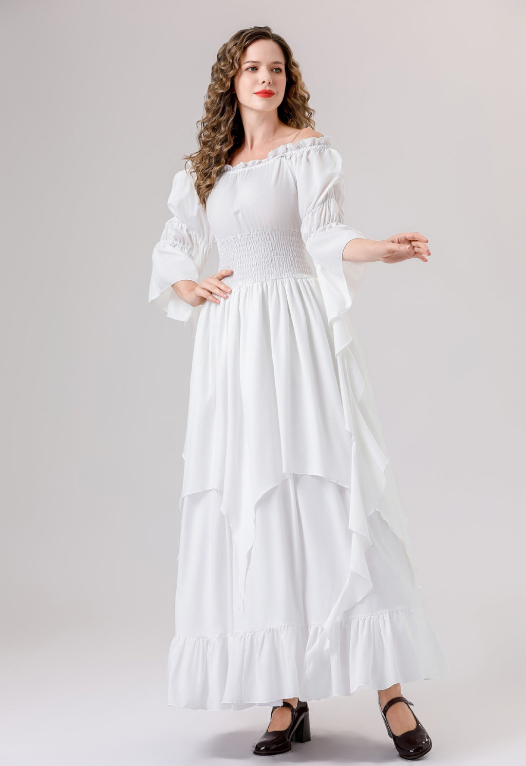Halloween Medieval Renaissance Retro Dress European and American Square Collar Bundle Waist Dress Stage Performance Costume