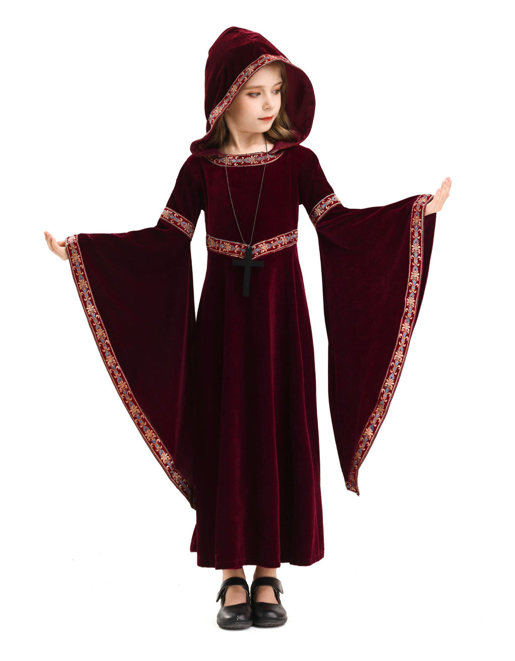 2025 Halloween Family Costume Performance Costume Party Performance Costume Adult European Medieval Burgundy Vampire