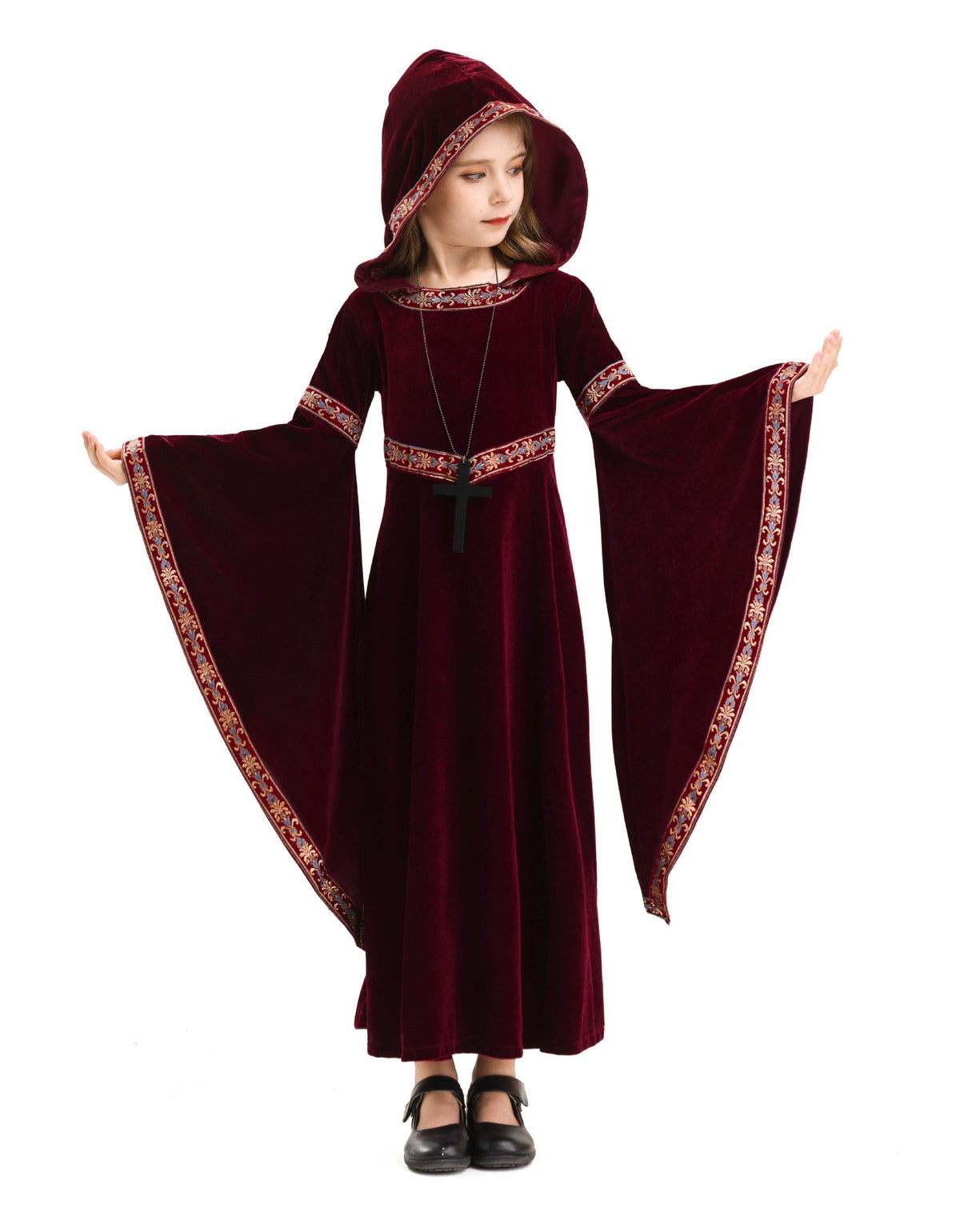 2025 Halloween Family Costume Performance Costume Party Performance Costume Adult European Medieval Burgundy Vampire
