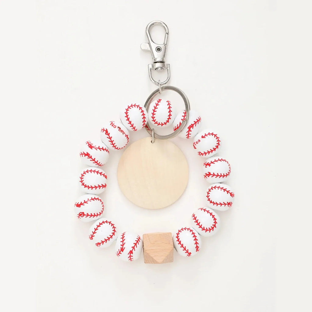 Sporty Baseball Independence Day Halloween Wooden Beads Wooden Fruit Summer Party Keychain Bracelet