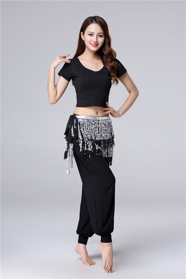 Halloween in stock Belly Dance Performance Costume Sequins Tassel Hips Bead Pieces Waist Chain Indian Dance Waist Towel Wholesale