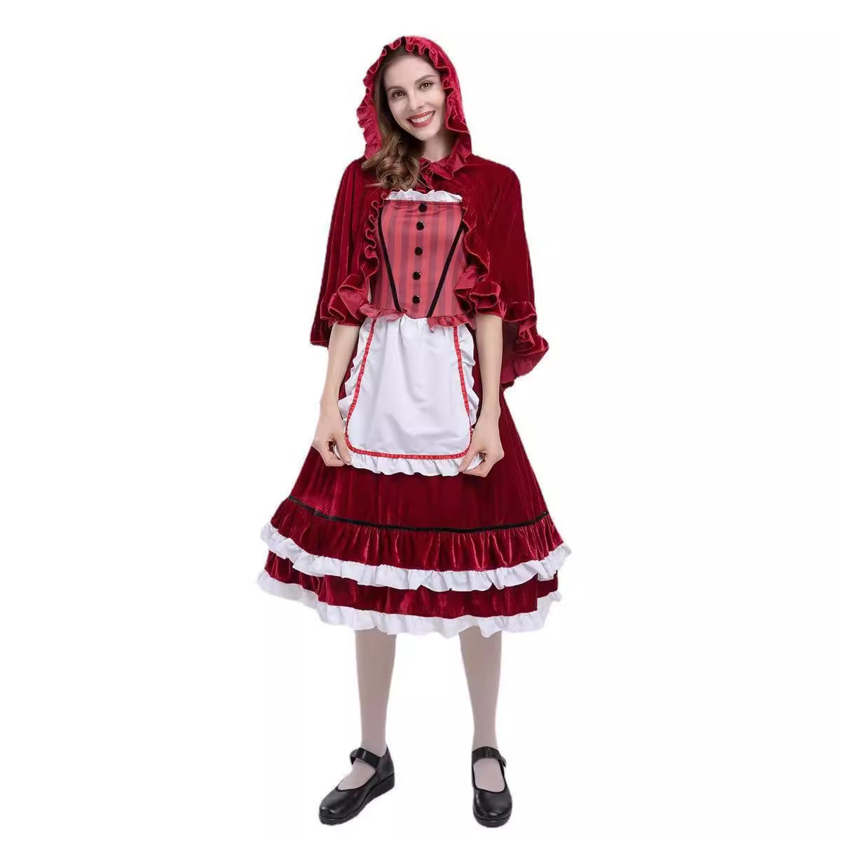 European and American New Halloween Little Red Riding Hood Cos Role-Playing Anime Party Costume Little Red Riding Hood Performance Outfit