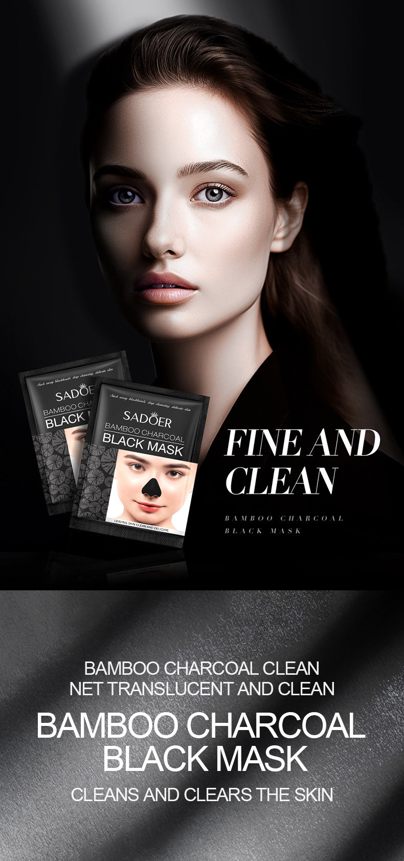 Blackhead Remover Mask Bamboo Charcoal Shrink Pores Acne Black Head Removal Cream Nose Cleansing Black Peel Off Masks Skin Care