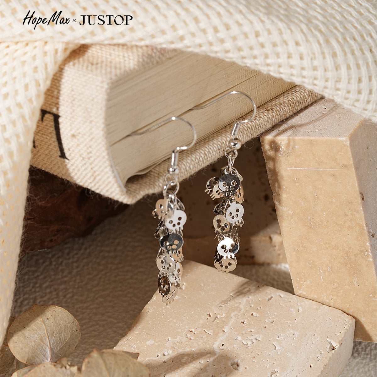 Justop European and American Halloween Ins-Style Personality Exaggerated Trendy Earrings for Women, Skull Earrings, Quirky Ear Accessories