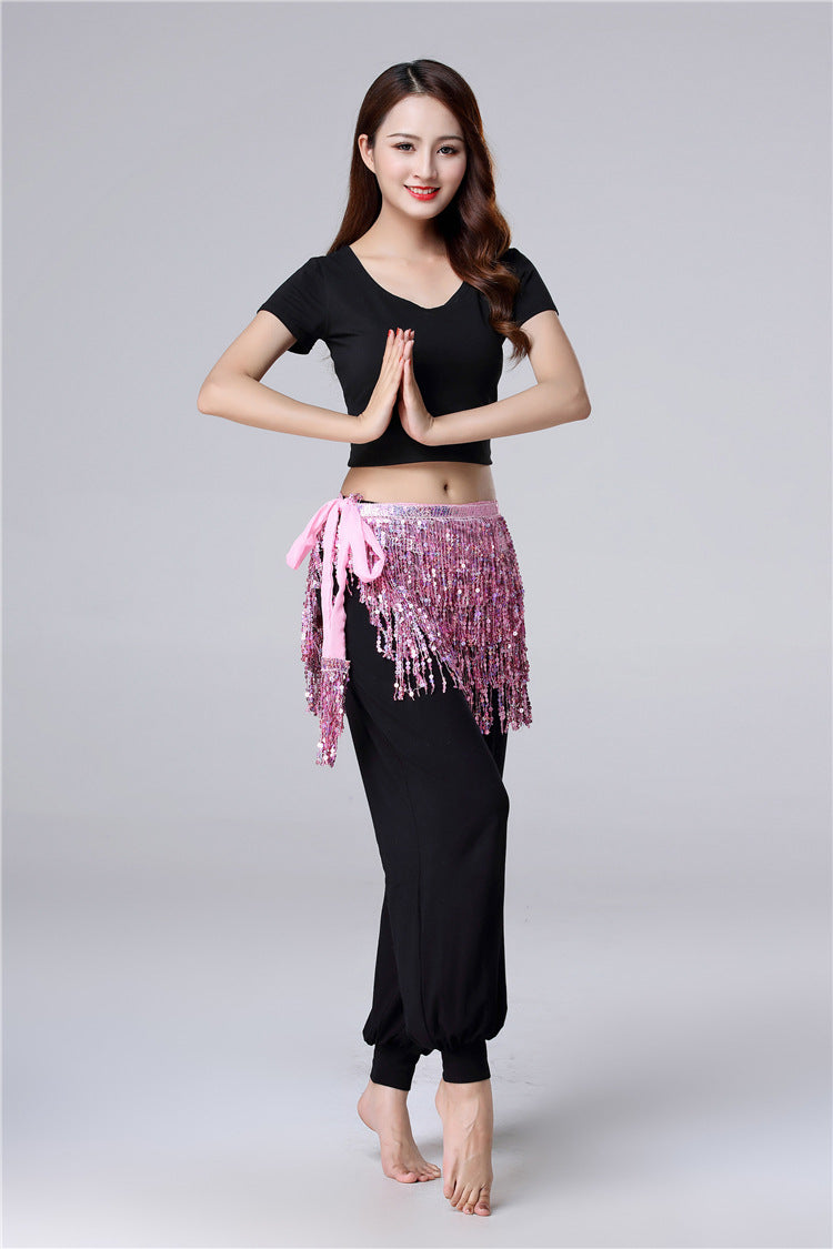 Halloween in stock Belly Dance Performance Costume Sequins Tassel Hips Bead Pieces Waist Chain Indian Dance Waist Towel Wholesale