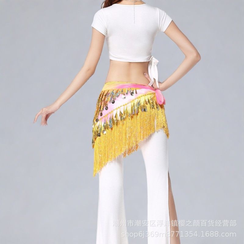 Halloween in stock Indian Dance Dress Flash Tassel Waist Towel Belly Dance Hip Towel Waist Chain Latin Dance Waist Towel Wholesale