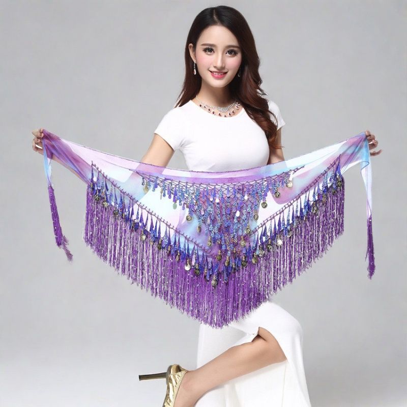 Halloween in stock Indian Dance Dress Flash Tassel Waist Towel Belly Dance Hip Towel Waist Chain Latin Dance Waist Towel Wholesale