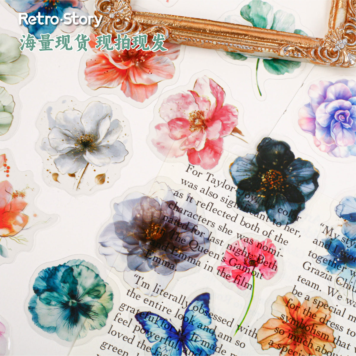 Retrostory Glass Petal Series Pet Notebook Base Decorative Sticker Paper Package Creative Scene Landscaping Sticker