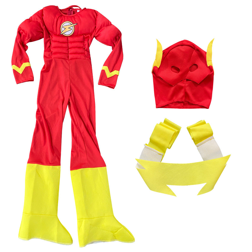 Halloween Kids Superhero Muscle Dress Up The Flash Dress Up Boys Anime Figure Cosplay Costume