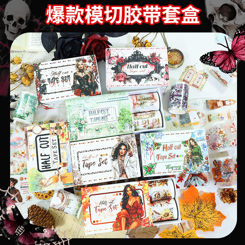 Foreign Trade Cross-Border Hot-Selling Halloween and Christmas Planner Materials DIY Decoration No-Cut Die-Cut Pet Planner Tape