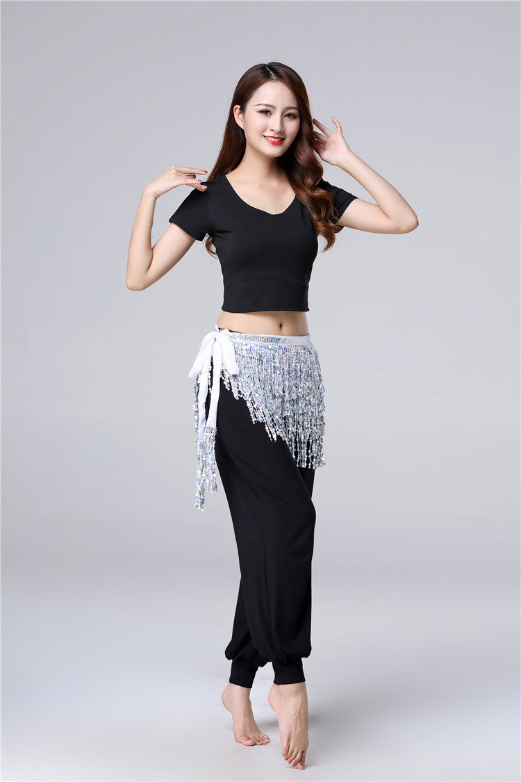 Halloween in stock Belly Dance Performance Costume Sequins Tassel Hips Bead Pieces Waist Chain Indian Dance Waist Towel Wholesale