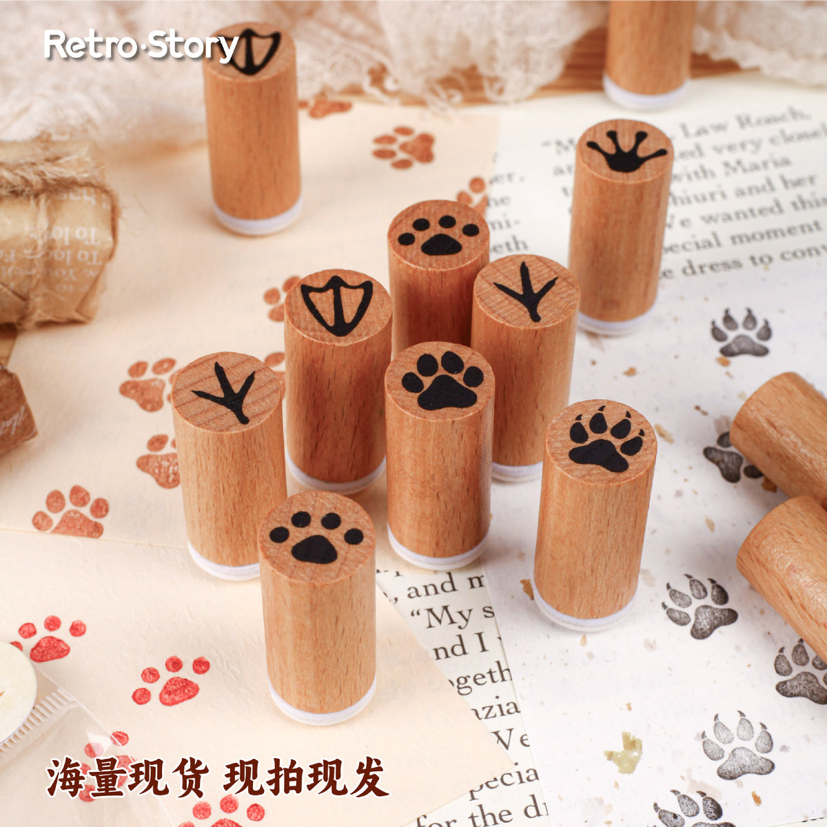 Retrostory Claw Series Base Print Creative Cartoon Animal Paw Material Decorative Journal Stamps
