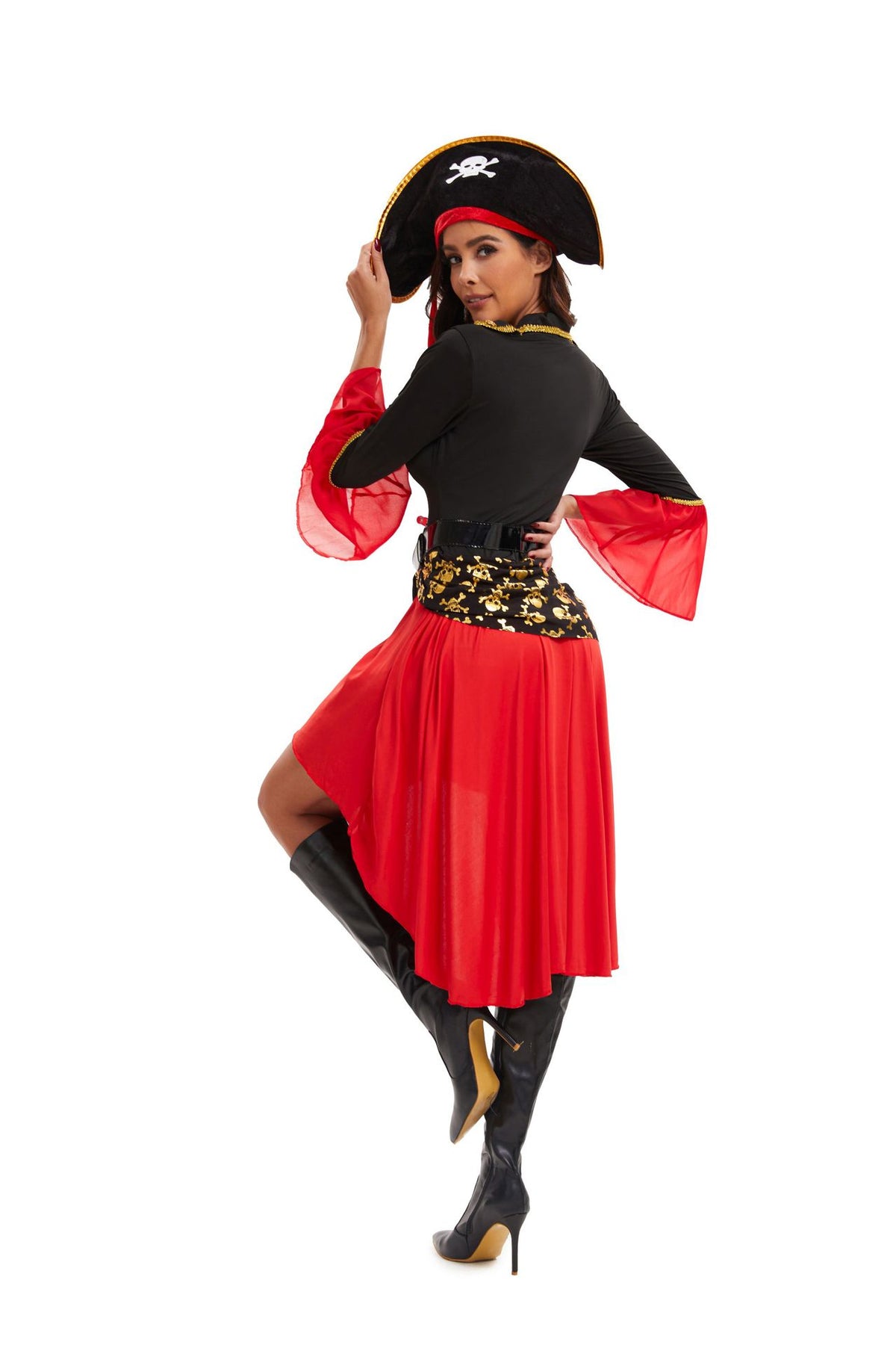 New Halloween Female Red Pirate Game Cosplay Costume Masquerade Pirate Captain Stage Performance Costume