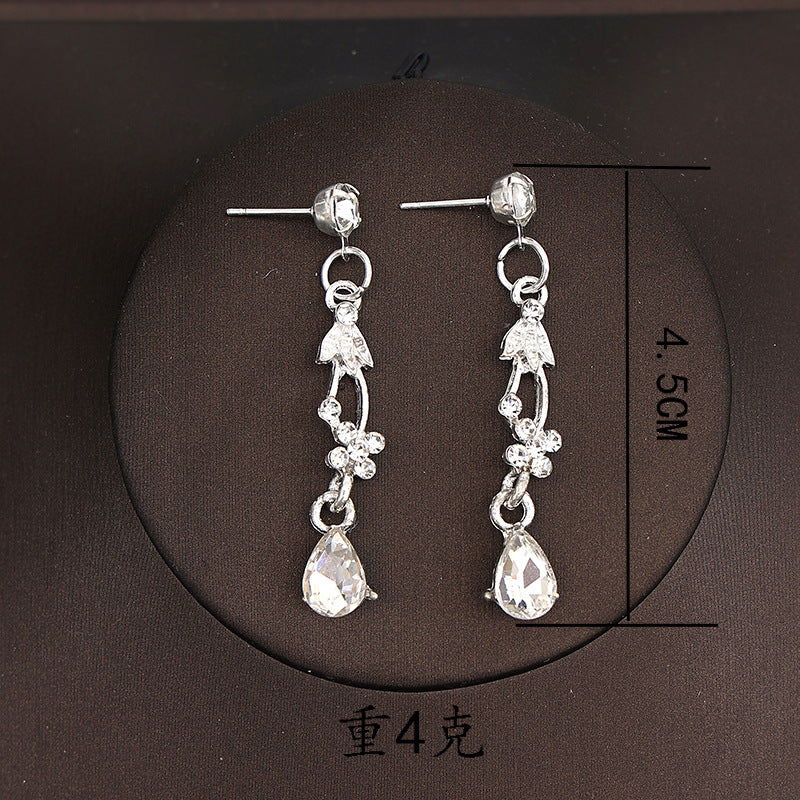 Korean Bride Necklace Earrings Two-piece Decorations Wedding Yarn Wedding Jewelry Wedding Accessories Dance Studio