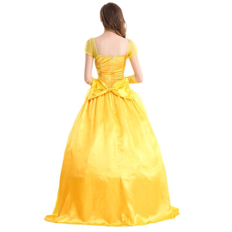 Halloween Costume Beauty and the Beast Movie Character Belle Princess Yellow Dress Game Princess Costume