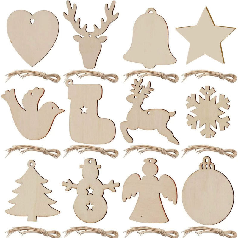 Christmas Crafts Creative Christmas Tree Ornaments Carved Wood Holiday Party Decoration Tags Home Decoration Props
