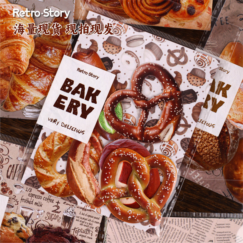 Retrostory Bread House Series Simulation Food Stickers Creative Niche Base Decoration Journal Material Sticker Pack