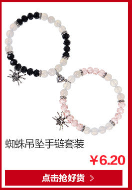 Personalized Dark Wind Halloween Spider Pendant Bracelet suit 8mm Crystal Onyx Stone Beaded Couple Bracelet