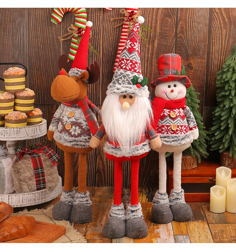 A variety of Christmas standing telescopic doll hotel window Christmas snowman elk doll decorative ornaments