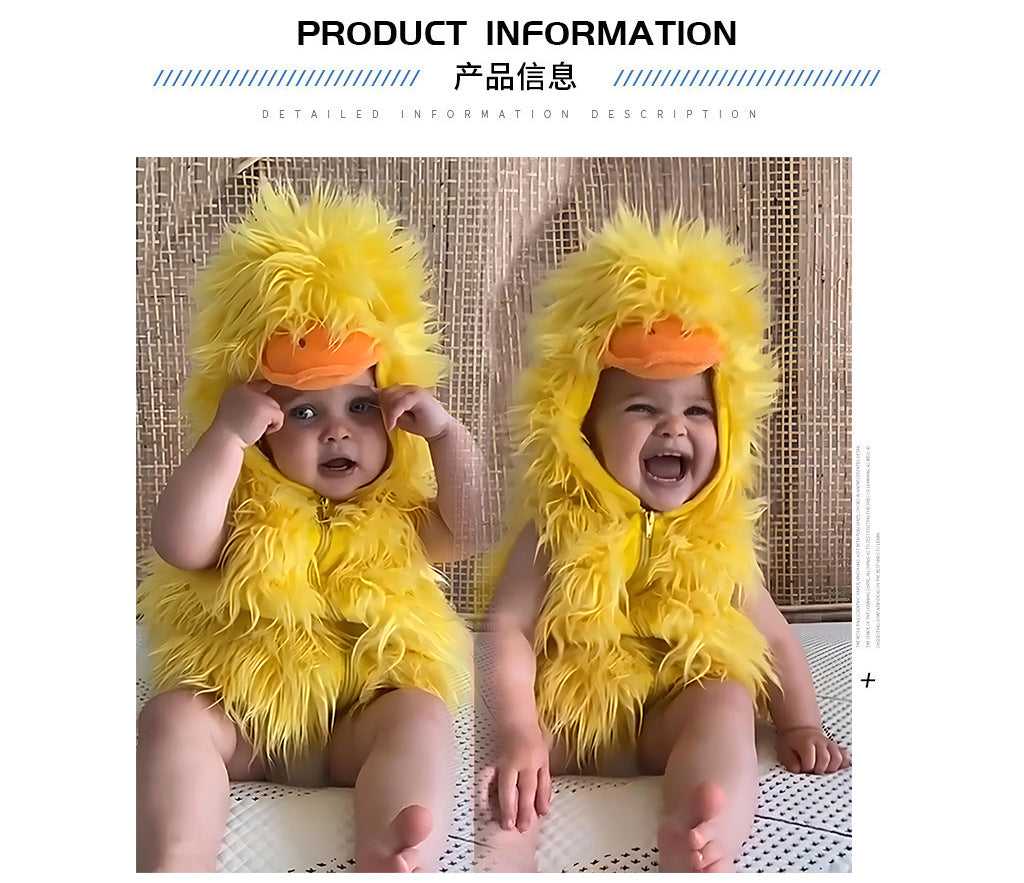 Foreign trade new Halloween animal costume cute little yellow duck children hooded vest cosplay costume