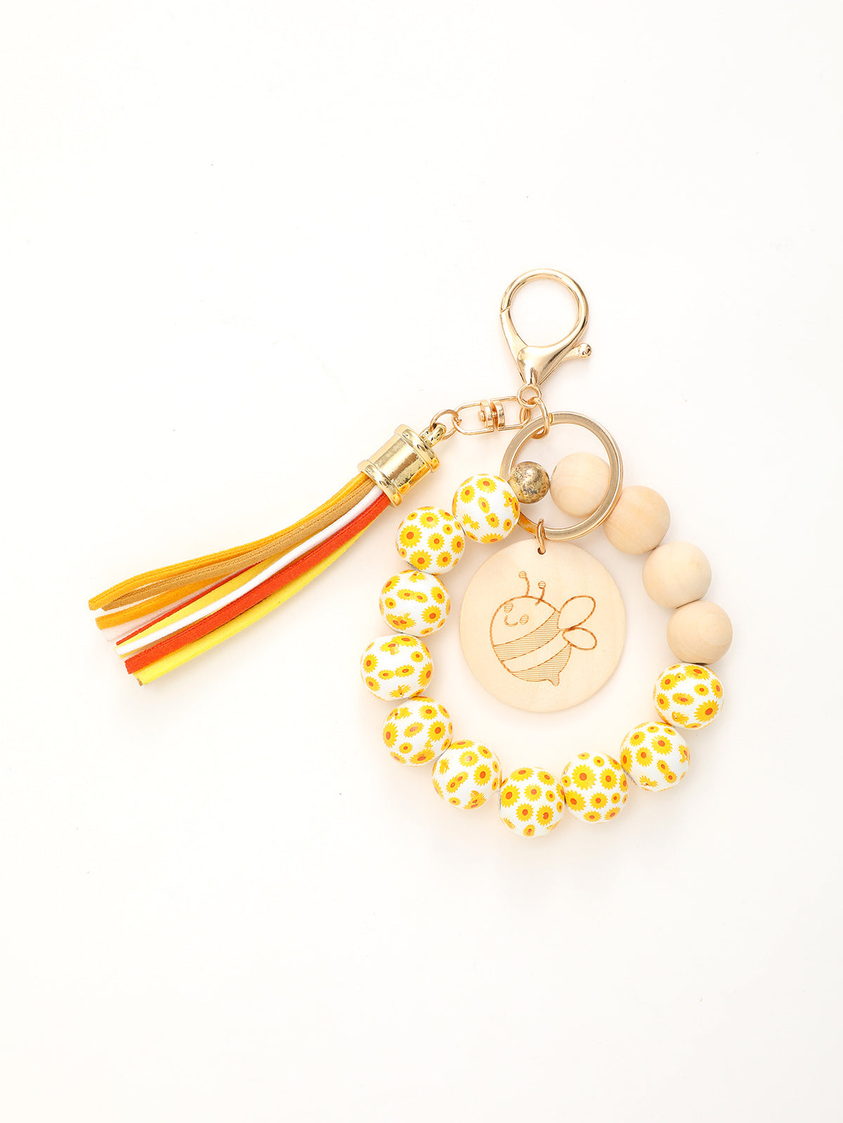 Sporty Baseball Independence Day Halloween Wooden Beads Wooden Fruit Summer Party Keychain Bracelet