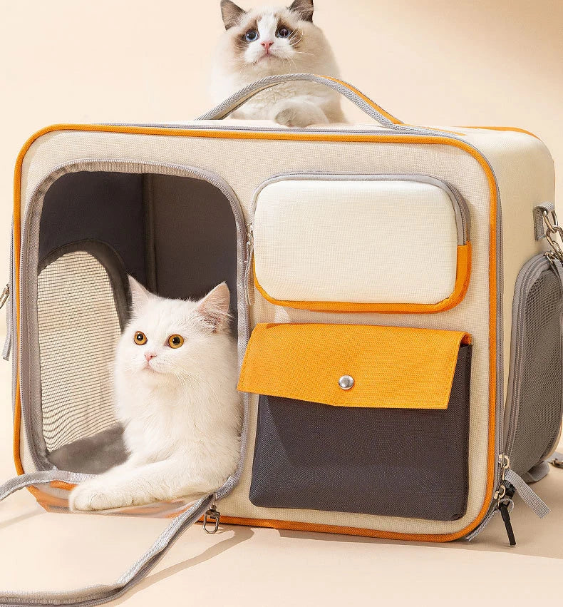 cat bag Cats Backpack transporter for cats Double shoulder pet backpack, crossbody bag,15KG can withstand weight,large space