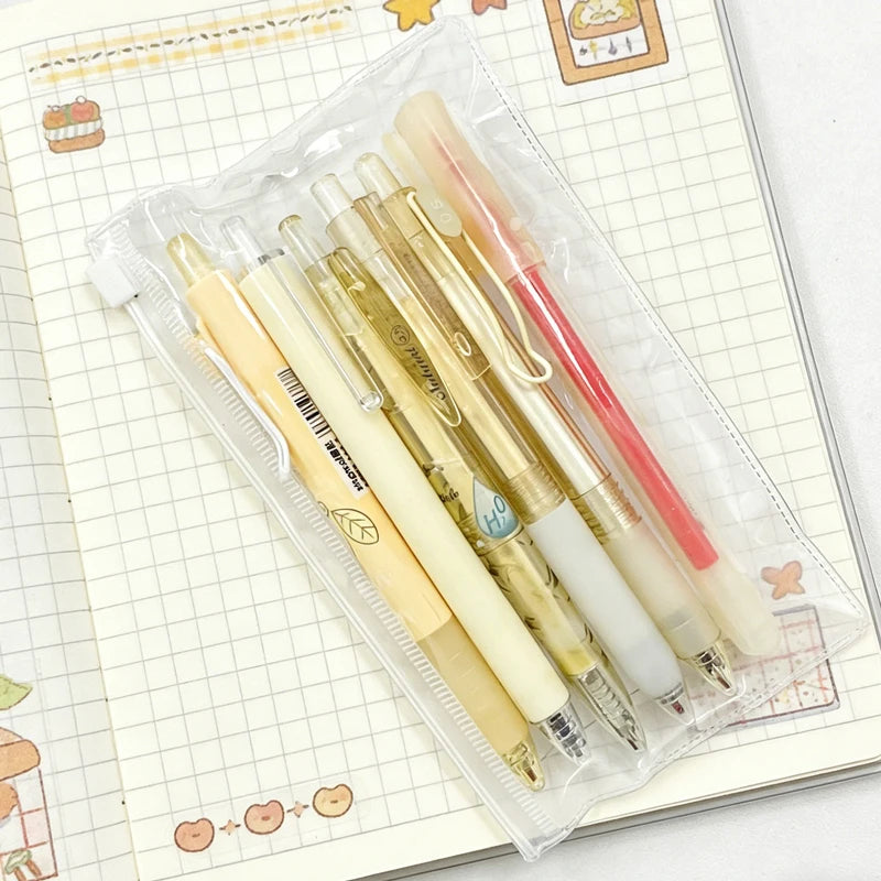 Cute Pink Retractable Gel Pens Highlighter Set 0.5mm Black