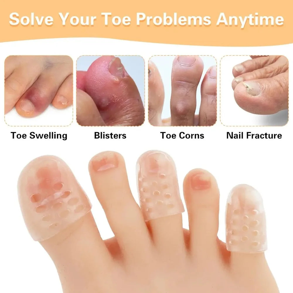 20pcs Toe Protectors Silicone Gel Caps for Corns Calluses Blisters Pain Relief, Soft Toe Sleeves Cushions