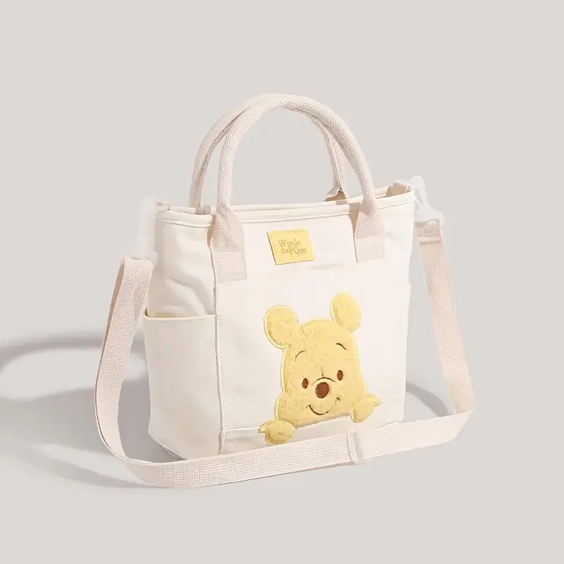 The Mesuca Cute Cartoon Bear Canvas Tote Bag Women Casual Handbag