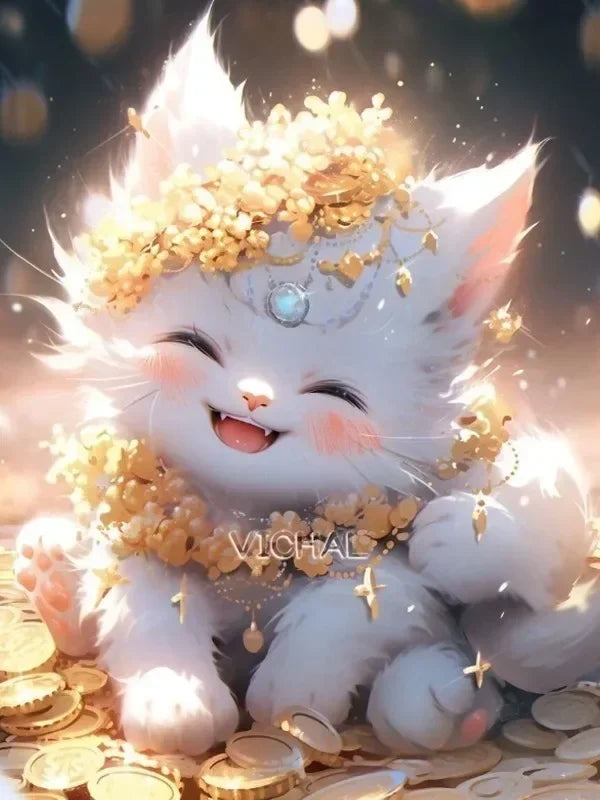 5D Fairy Dust Resin Diamond Painting Cartoon Cat Diamond Embroidery Mosaic Anime Girl Cross Stitch Set DIY Art Home Decor