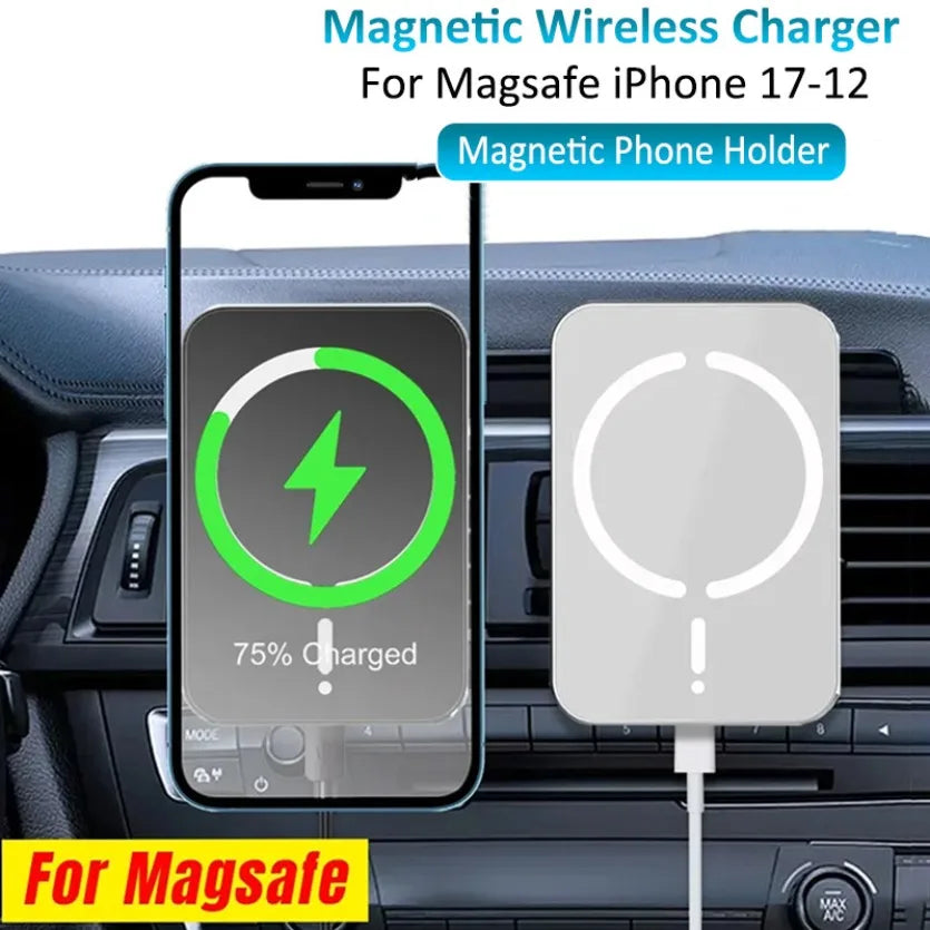 VIKEFON Car 15W Quick Wireless Charger Air Out Magnetic Phone Holder Stand For Magsafe iPhone 17-12 Pro Max Air Vent Charging