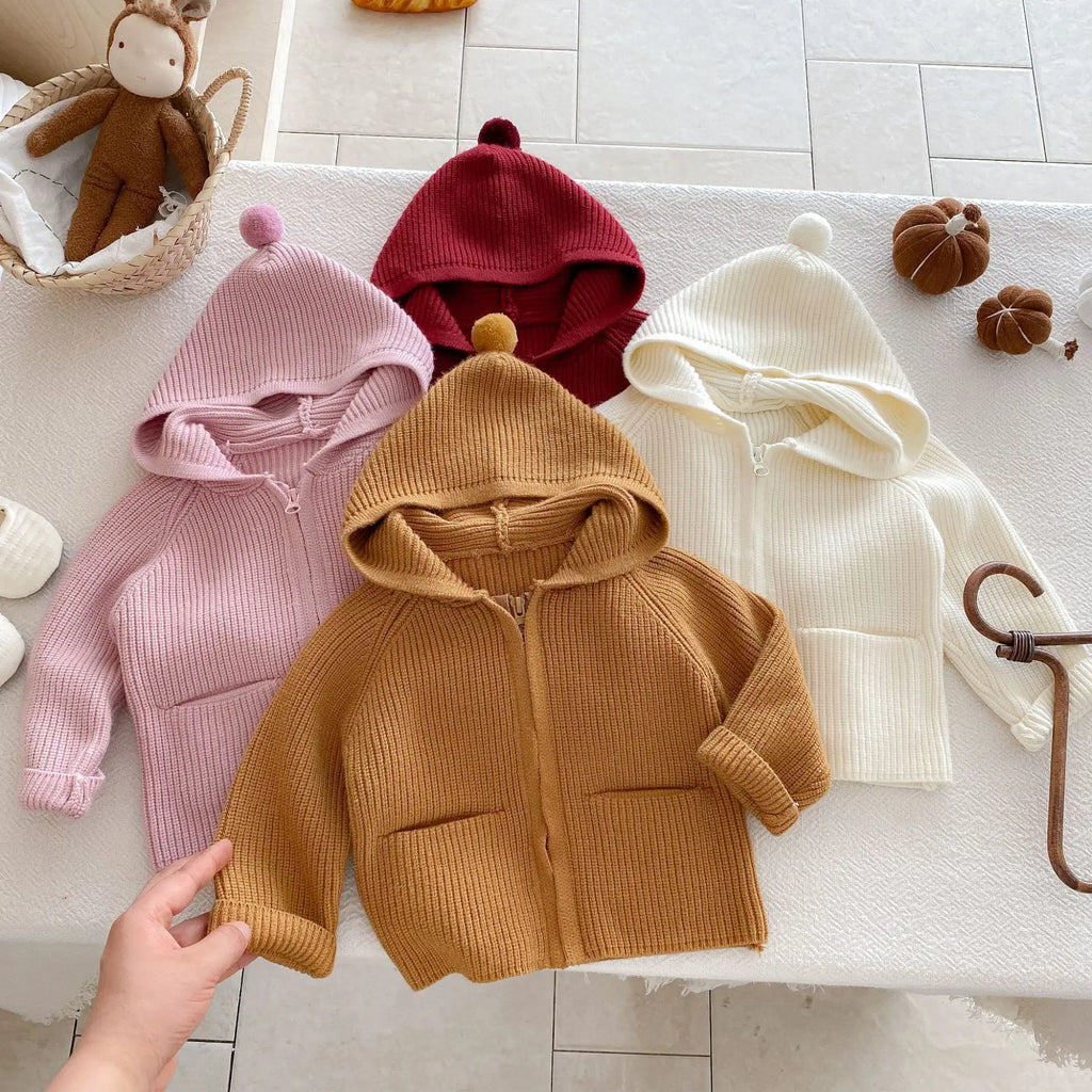 Autumn Baby Girls Hoodie Jacket Kids Sweater Long Sleeve Knitted Cardigan T-Shirt Children Tops Zipper Sweatshirt Child Coat
