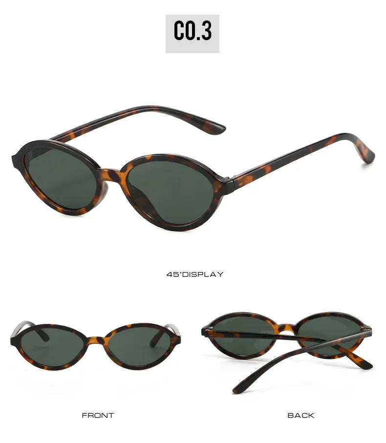 JNPCXI Fashion Small Oval Sunglasses Women Retro Punk Gradient Green Black Shades UV400