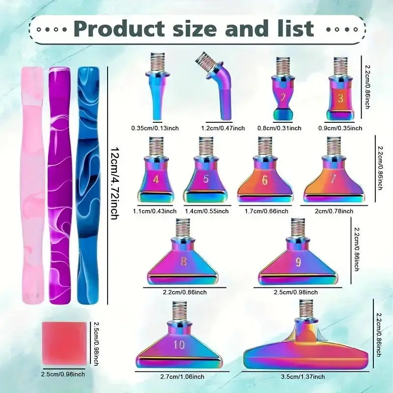 HOMFUN 22 Piece Diamond Painting Art Pen Kit: Ergonomic Comfort Grip, Precision Steel Tips Roller & Clay in Gift Box, Ideal DIY